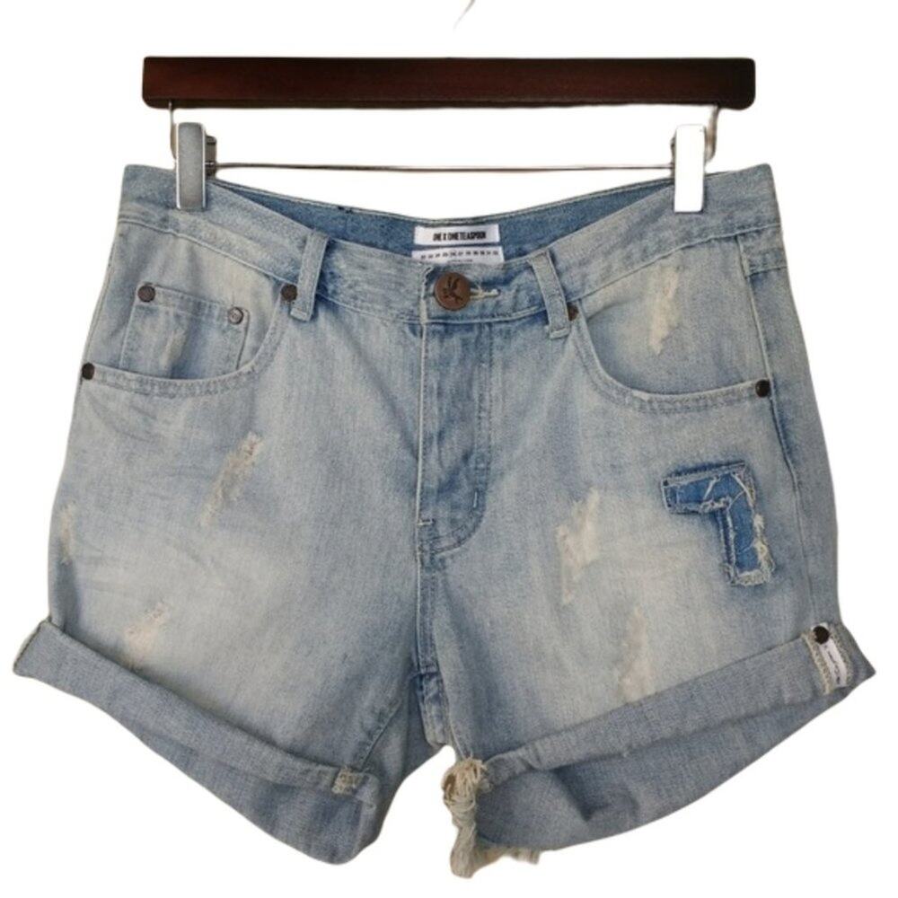 One Teaspoon X Chargers Medium Rise Denim Shorts